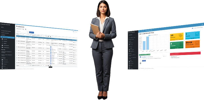 Mujer con 2 pantallas